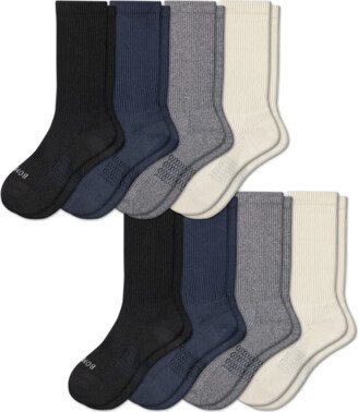 Women's Hybrid Ribbed Calf Sock 8-Pack - Black Soft White Mix - Small - Cotton