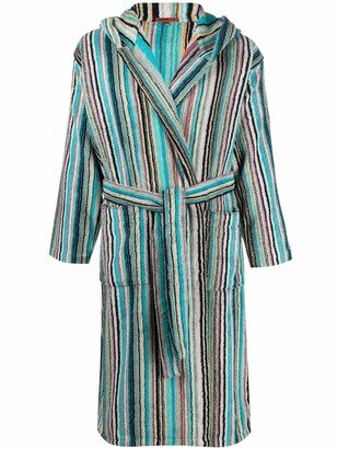 Jazz striped hooded bathrobe