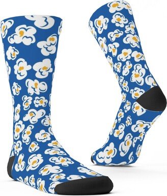 Socks: Pop, Pop, Popcorn - Blue Custom Socks, Blue