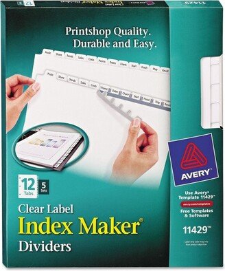 Print & Apply Clear Label Dividers w/White Tabs 12-Tab Letter 5 Sets 11429