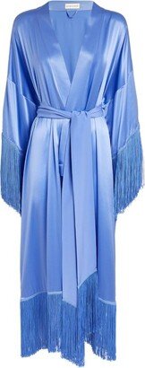 Silk Fringe-Trim Amina Robe