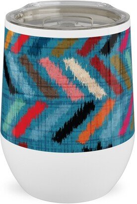 Travel Mugs: Kilim Ikat - Multi Stainless Steel Travel Tumbler, 12Oz, Multicolor