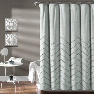 Chenille Chevron Shower Curtain Pastel Blue