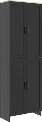 HOMCOM 72 Freestanding Kitchen Pantry, 4-Door Storage Cabinet Organizer with Adjustable Shelves, Kitchen Cabinet with Doors and Shelves, Black