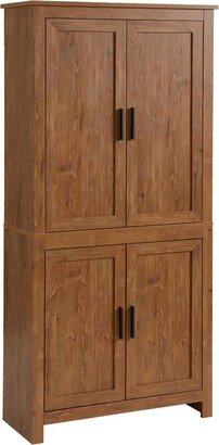 Homcom 64 4-Door Kitchen Pantry, Freestanding Storage Cabinet with 3 Adjustable Shelves for Kitchen, Dining or Living Room, Brown