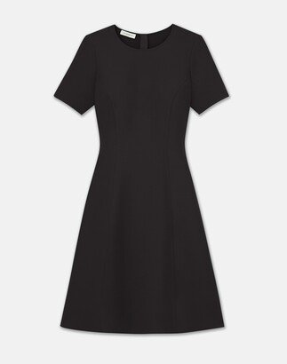 Petite Wool Silk Crepe Short Sleeve Dress