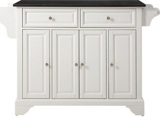 LaFayette Solid Black Granite Top Kitchen Island - White