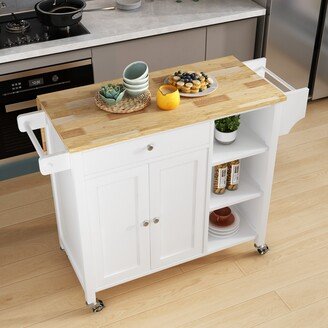 Kitchen Island with Lockable Wheels