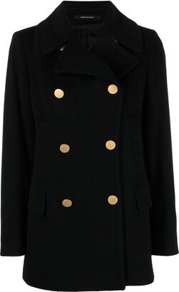 Double-Breasted Button-Fastening Coat-AA