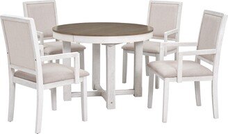 5-Piece Dining Table Set Butterfly Leaf Wood Dining Table and 4 Upholstered Dining Chairs