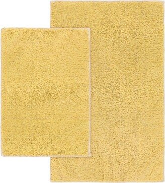 2pc Washable Soft Bath Rug Set Yellow