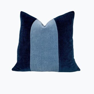 Modern Navy & Coastal Blue Pillow Cover | Velvet Throw