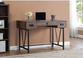 Monarch Specialties Laptop Table with Drawers-Industrial Style-Metal Legs Computer Desk Home & Office, 48 L, Brown Reclaimed Wood Look