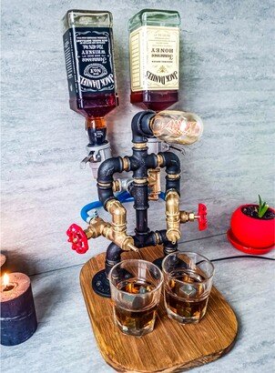 steampunk Dispenser, Whiskey Fountain, Beverage Alcohol Holder, Bourbon Shot Decanter, Dispenser