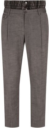 Denim Trim Wool Trousers