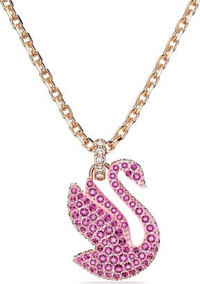 Iconic Swan pendant, Swan, Medium, Pink, Rose gold-tone plated