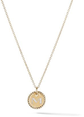 18kt yellow gold M Initial Charm diamond necklace