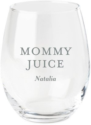 Stemless Wine Glasses: Mommy Juice Wine Glass, Etched Wine, White