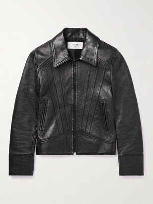 Slim-Fit Panelled Leather Jacket