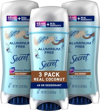 Secret Aluminum Free Deodorant for Women - Coconut - 2.4oz/3pk