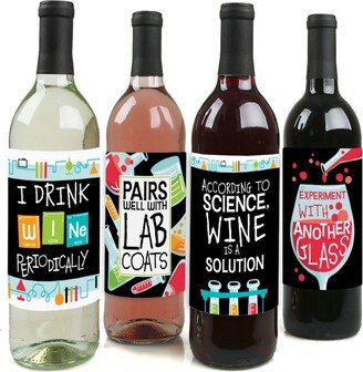 Big Dot Of Happiness Scientist Lab - Mad Science Party Decor - Wine Bottle Label Stickers - 4 Ct