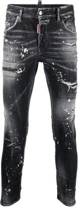 Paint-Splatter Distressed Jeans-AA