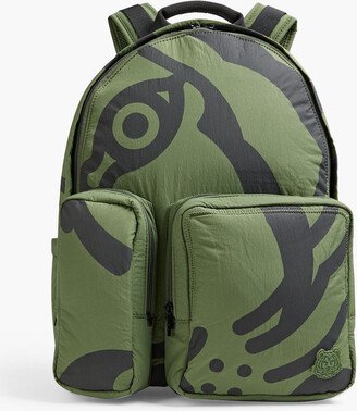 Mesh-paneled printed shell backpack