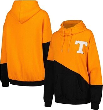 Women's Gameday Couture Tennessee Orange, Black Tennessee Volunteers Matchmaker Diagonal Cowl Pullover Hoodie - Tennessee Orange, Black