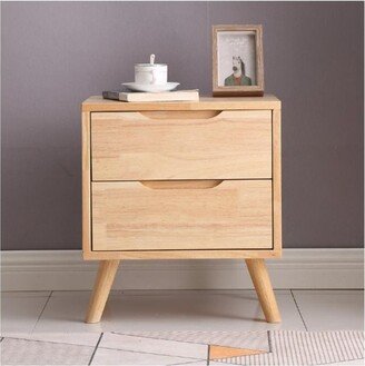 HOMEBAY Nightstand, Solid Wood Bedside Table, 2 Drawer Mid Century Modern Nightstand with Storage