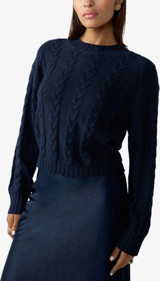 Women's Cotton Cable-Knit Crewneck Sweater