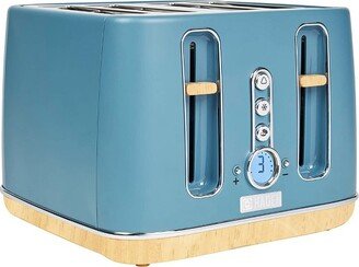 Dorchester 4 Slice Wide Slot Bread and Bagel Retro Toaster with Removable Crumb Tray and Variable Browning Control, Stone Blue