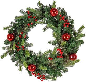 First Traditions 24In Feel Real® Scotch Creek Fir Wreath With Battery Operated Led Lights & Timer