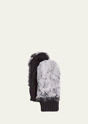 Surell Accessories Faux-Fur Knit Mittens