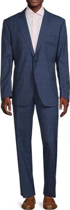 Saks Fifth Avenue Made in Italy Saks Fifth Avenue Men's Modern Fit Windowpane Check Wool & Silk Suit