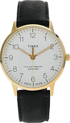 40 mm Waterbury Classic Leather Strap Watch (Gold/White/Black) Watches