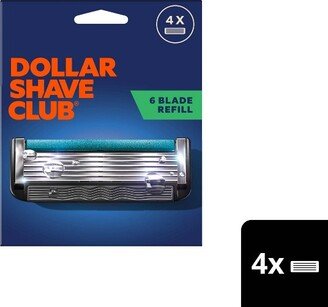 Dollar Shave Club 6-Blade Razor Refill - Compatible with 4 and 6 Blade Handles - 4ct