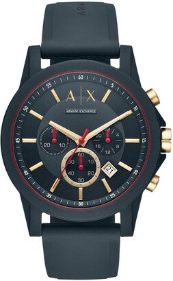A|X Armani Exchange Men's Chronograph Blue Silicone Strap Watch 47mm
