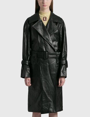 Faux Leather Trench Coat-AG