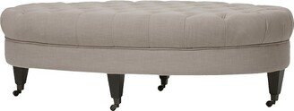 Brighton Linen Modern Tufted Ottoman Beige