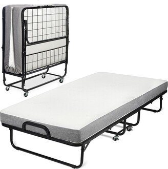 Milliard Diplomat Rollaway Folding Cot-size Guest Bed with Luxurious Memory Foam Mattress and Super Strong 75 x 31 Sturdy Frame