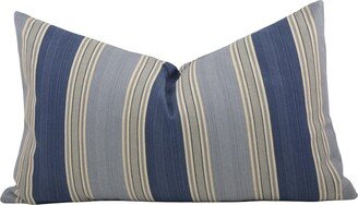 Blue Striped Throw Pillow Cover,, Stripe Shades Of Blue Striped Pillow Cover, Farmhouse Pillow, Coastal