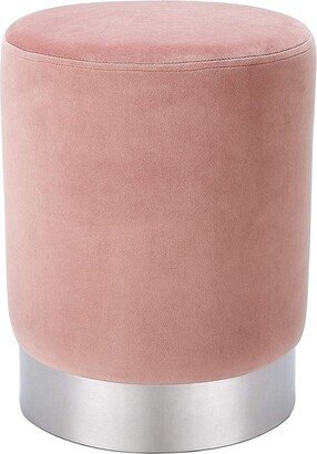 Round Velvet Ottoman Foot Stool - Dusty Rose