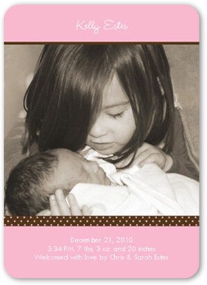 Birth Announcements: Pacific Portrait Pink Birth Announcement, Pink, Signature Smooth Cardstock, Rounded-AA