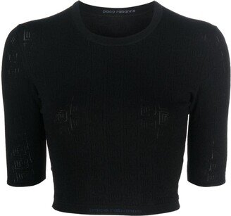 Rabanne Monogram-Pattern Crop Top