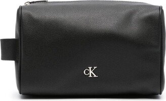 Monogram-Plaque Faux-Leather Wash Bag