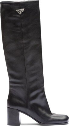 Logo-Plaque Leather Boots-AA
