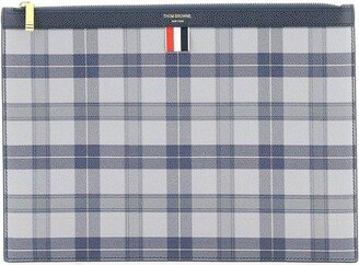 All-Over Tartan Print Medium Clutch Bag