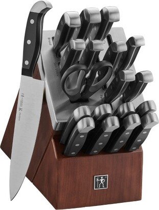 Statement 20-pc Self-Sharpening Knife Set with Block, Chef Knife, Paring Knife, Utility Knife, Bread Knife, Steak Knife, Dark Brown,