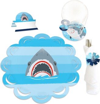 Big Dot Of Happiness Shark Zone Birthday Party Paper Charger & Decor Chargerific Kit 8 Ct
