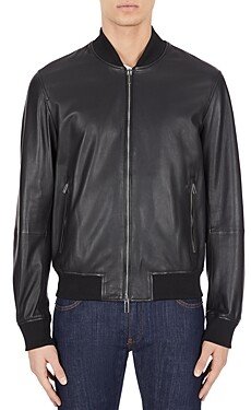 Slim Fit Leather Bomber Jacket